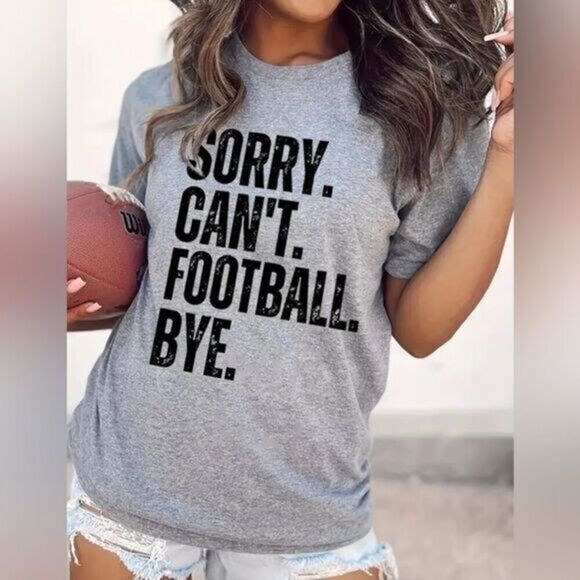 NWT Women’s Gray Short Sleeve Graphic Football Tee Shirt - Size Medium - Picture 1 of 2